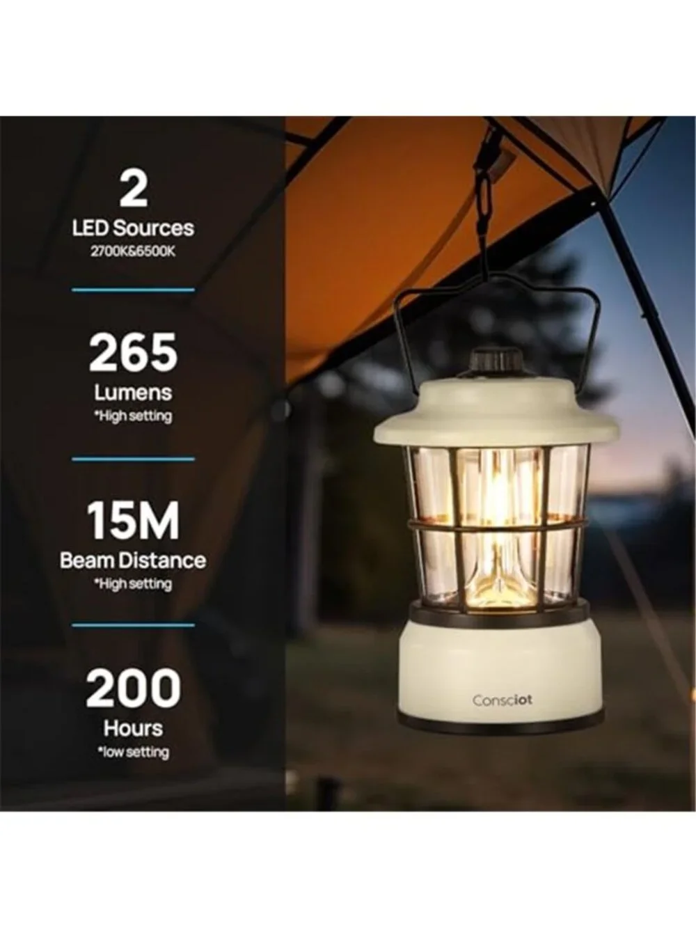 2 Pack Mini Dual Light Sources LED Lantern Battery Powered Lamp